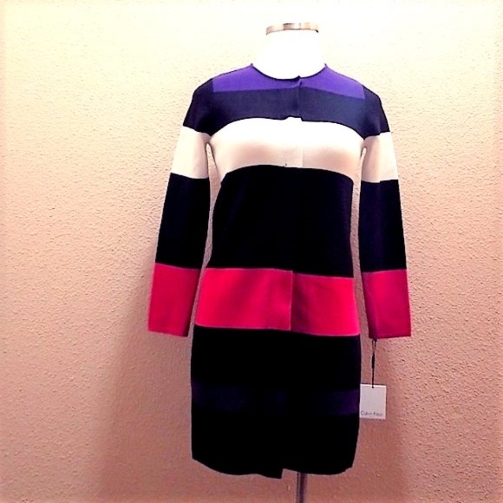 Calvin Klein Color Blocked Long Cardigan